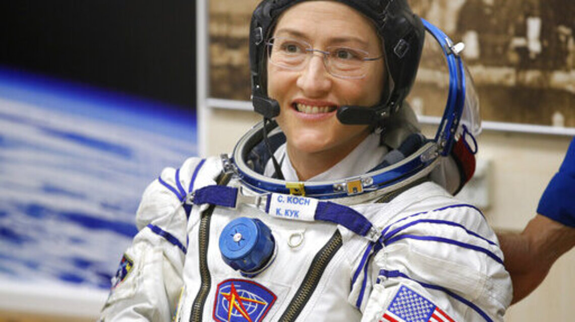 Christina Koch, Tar Heel of the Month, explores from the International Space Station