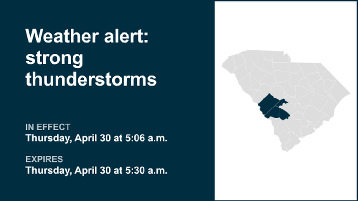 UPDATE: Weather alert issued for South Carolina Thursday morning - gusts to hit 50 mph 