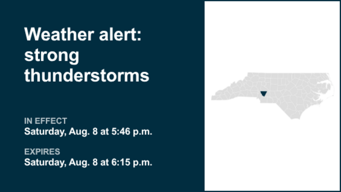 Thunderstorms with pea-sized hail in Cabarrus County Saturday, says the NWS 