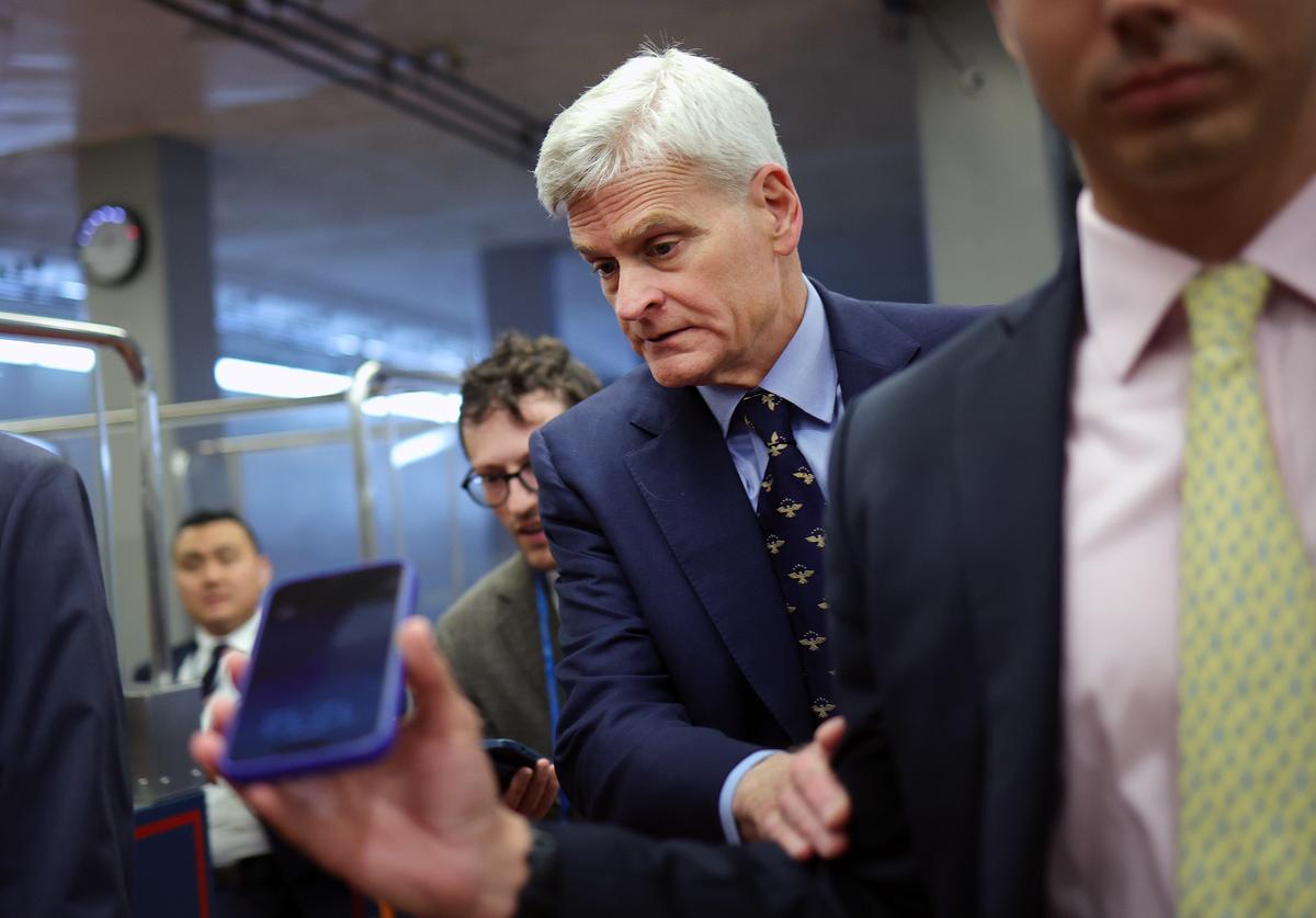  Senator Bill Cassidy walks to the weekly Senate Policy Luncheon at the U.S. Capitol on May 19, 2026, in Washington. (Photo by Kevin Dietsch/Getty Images) 