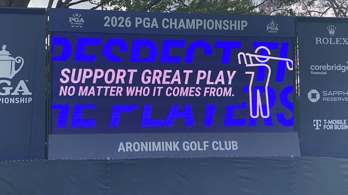  A sign that reads "Support great play no matter who it comes from" at the PGA Championship. | Tyler Lauletta/Sports Illustrated 