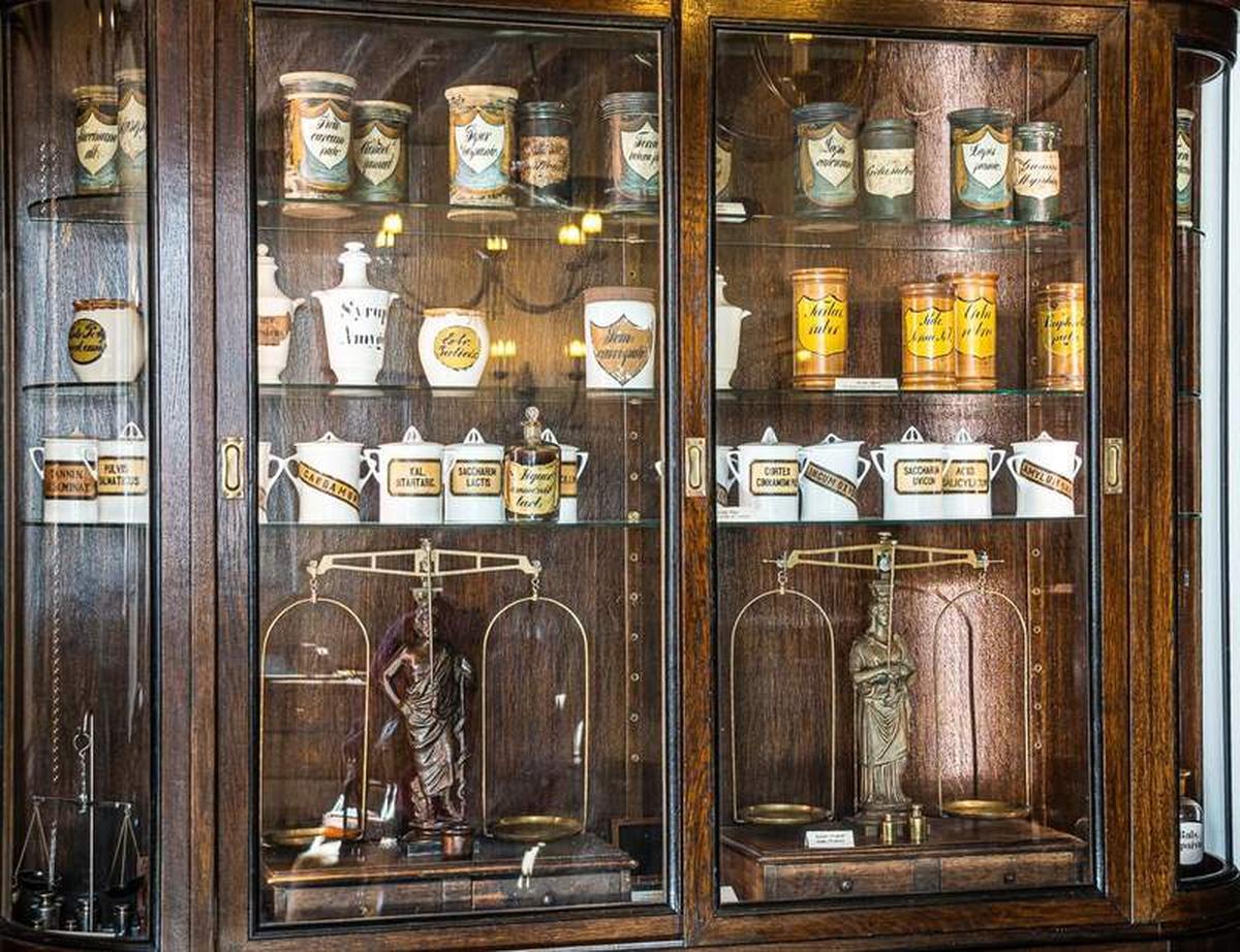  A Cabinet within the World’s Oldest Pharmacy Displaying Artifacts from the 18th Century. Photo credit: Simon Lock/MyEclecticImages 
