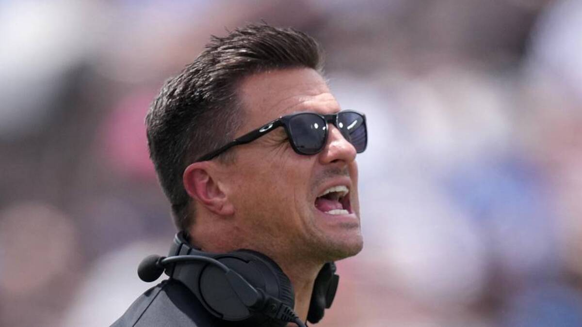  May 2, 2026; Pasadena, CA, USA; UCLA Bruins coach Bob Chesney reacts during the spring game at Rose Bowl. Mandatory Credit: Kirby Lee-Imagn Images | Kirby Lee-Imagn Images 