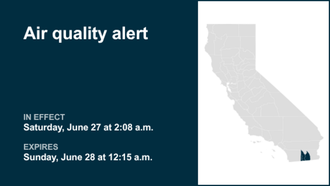 Air quality alert affecting Southern California until early Sunday 