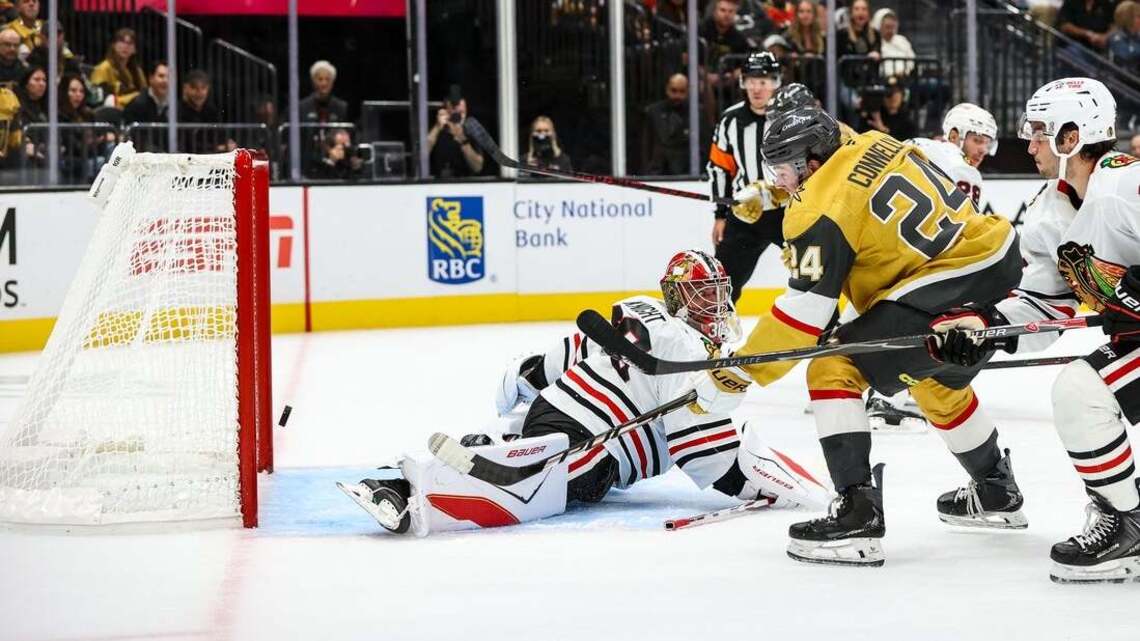 Jack Eichel's 3-point outing sparks Knights in win over Blackhawks 