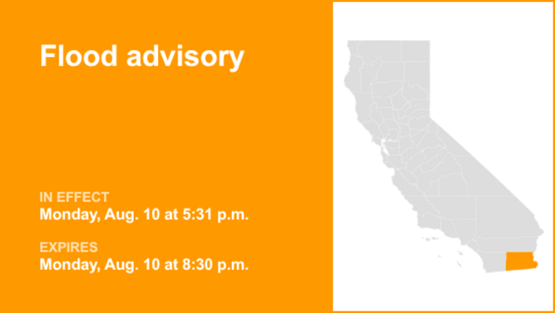 UPDATE: Flood advisory in place for Imperial County Monday evening due to prolonged rain 