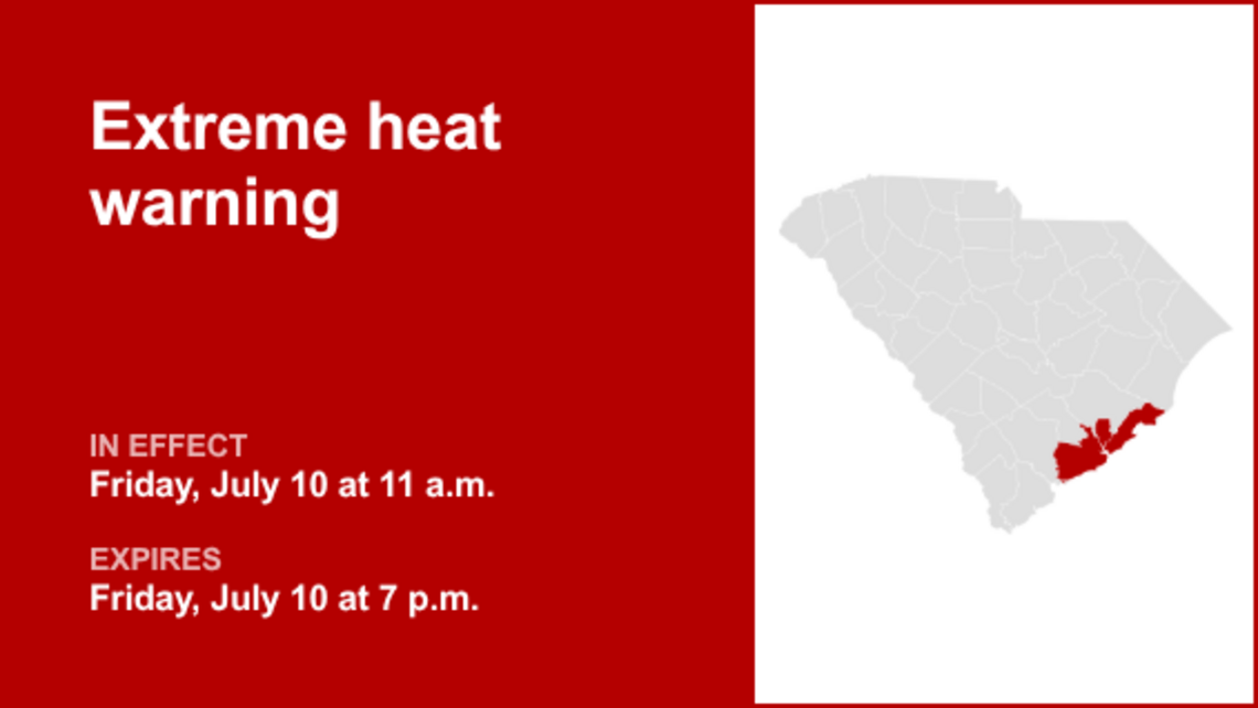 UPDATE: Extreme heat warning affecting Tidal Berkeley and Charleston County until Friday evening 