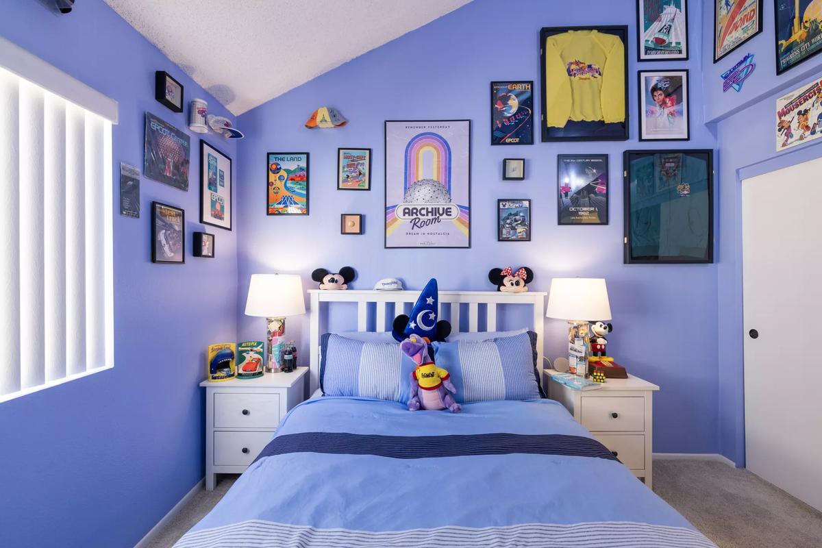 The guest bedroom is Disney-themed. 