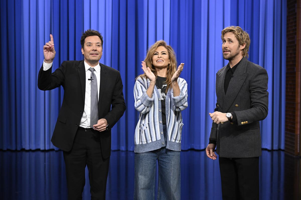 Jimmy Fallon, Eva Mendes and Ryan Gosling.