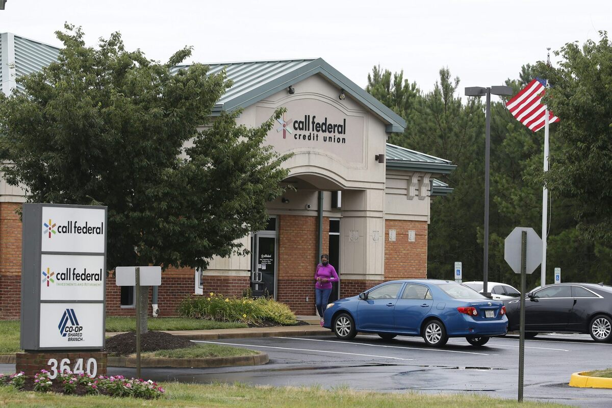  A customer walks out of a credit union in Virginia where a robbery in 2019 set in motion events that led to a Supreme Court case. AP Photo/Steve Helber 