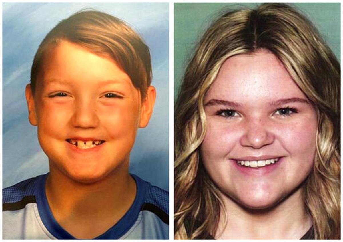 These undated photos released by the National Center for Missing & Exploited Children show missing person, Joshua Vallow, 7, left, and Tylee Ryan, 17. They were last seen on Sept. 23, 2019 in Rexburg, Idaho. Authorities are searching for two children tied to a suspicious death case in Idaho. Vallow and Ryan have not been seen since September 2019, according to a Rexburg police department news release. Their mother, Lori Vallow, is the second wife of Chad Daybell. (National Center for Missing & Exploited Children via AP)