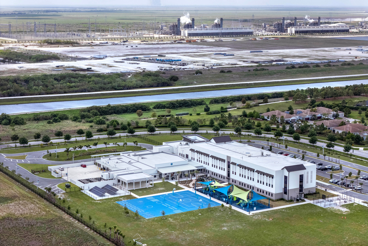 Saddle View Elementary School sits just east of the land for Project Tango. A proposal for a large-scale AI-data center on 200 acres next to the Florida Power & Light Co. energy plant on April 14, 2026, in Loxahatchee, Florida.