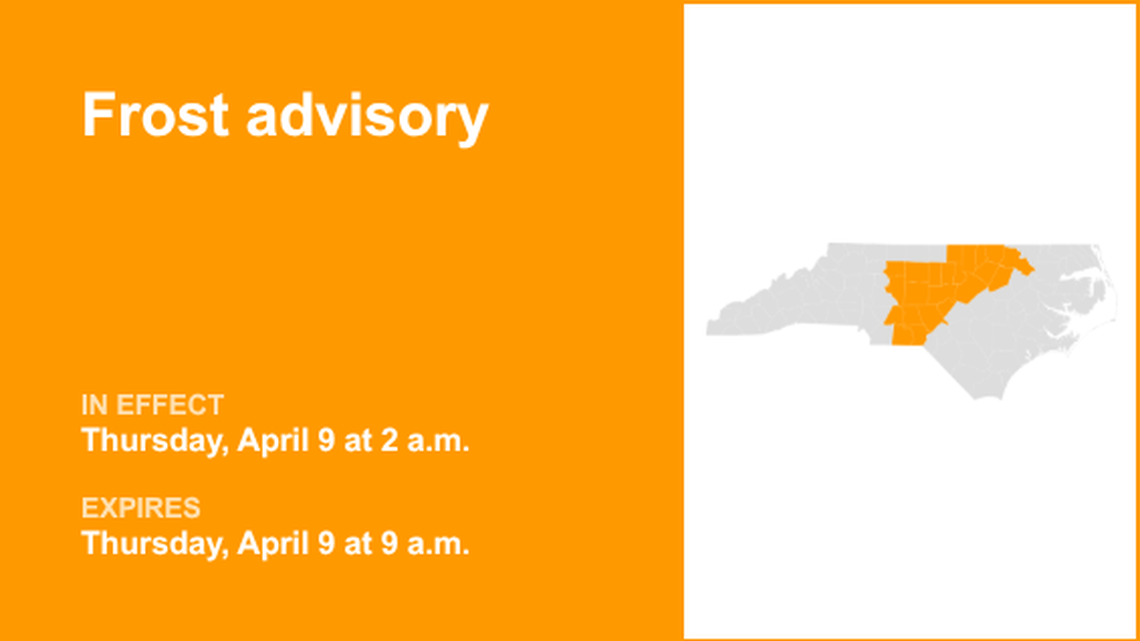 UPDATE: Frost advisory active for the Piedmont region until Thursday morning 