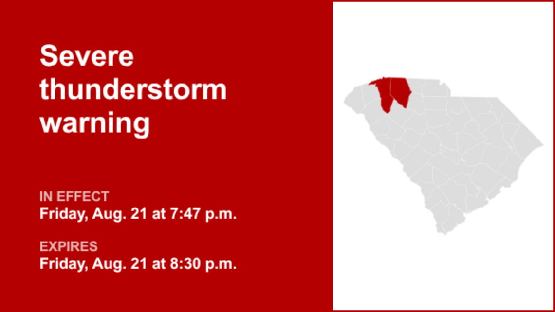 UPDATE: Thunderstorms with damaging winds in Upstate SC Friday 
