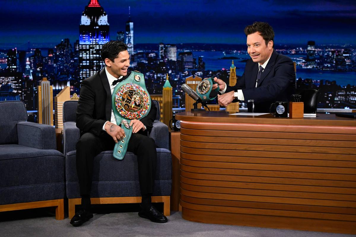  (R-L) Ryan Garcia during an interview with host Jimmy Fallon Todd Owyoung/NBC via Getty Images