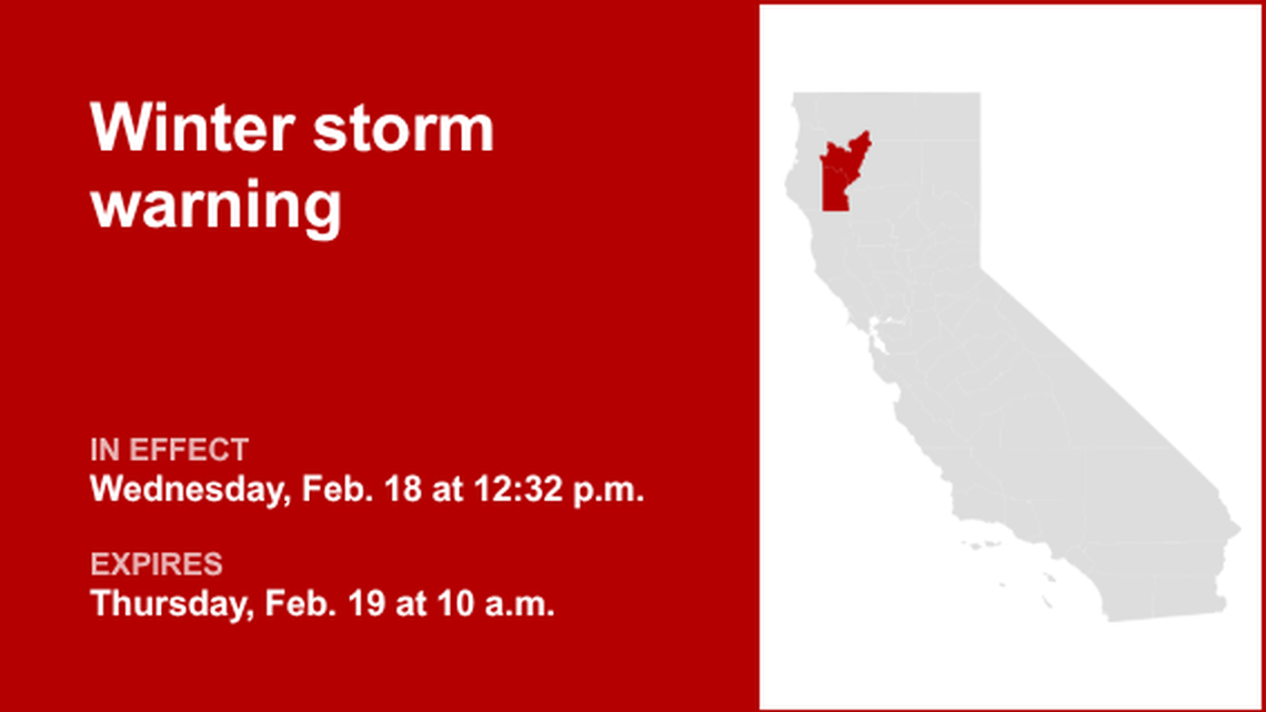 UPDATE: Winter storm warning for Northern California expected to expire at 10 a.m. 