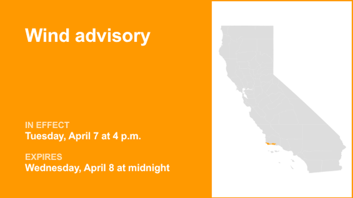 Wind advisory for Santa Barbara County Southwestern Coast and Santa Ynez Mountains Western Range 
