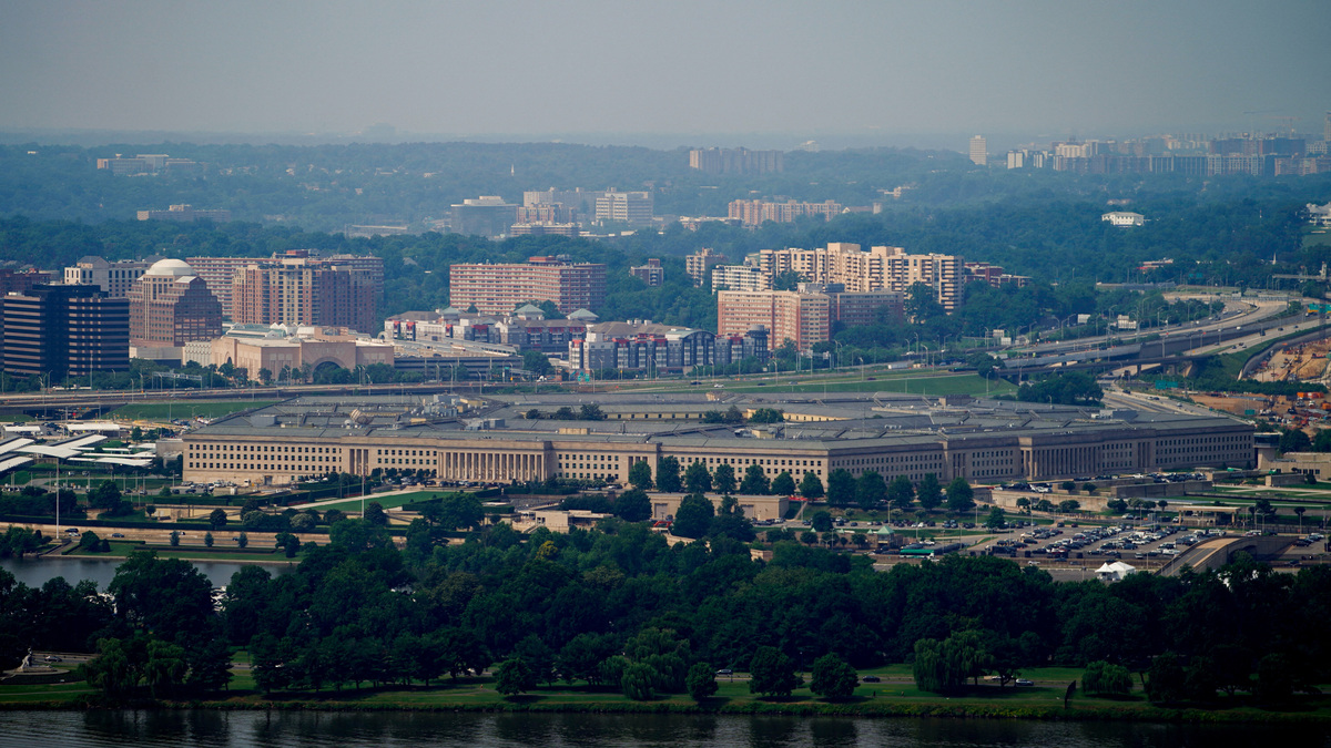 A view shows The Pentagon building as the preparations continue for the U.S. Army's 250th Birthday Festival and Parade as seen from Washington, D.C., U.S., June 13, 2025. REUTERS/Kent Nishimura