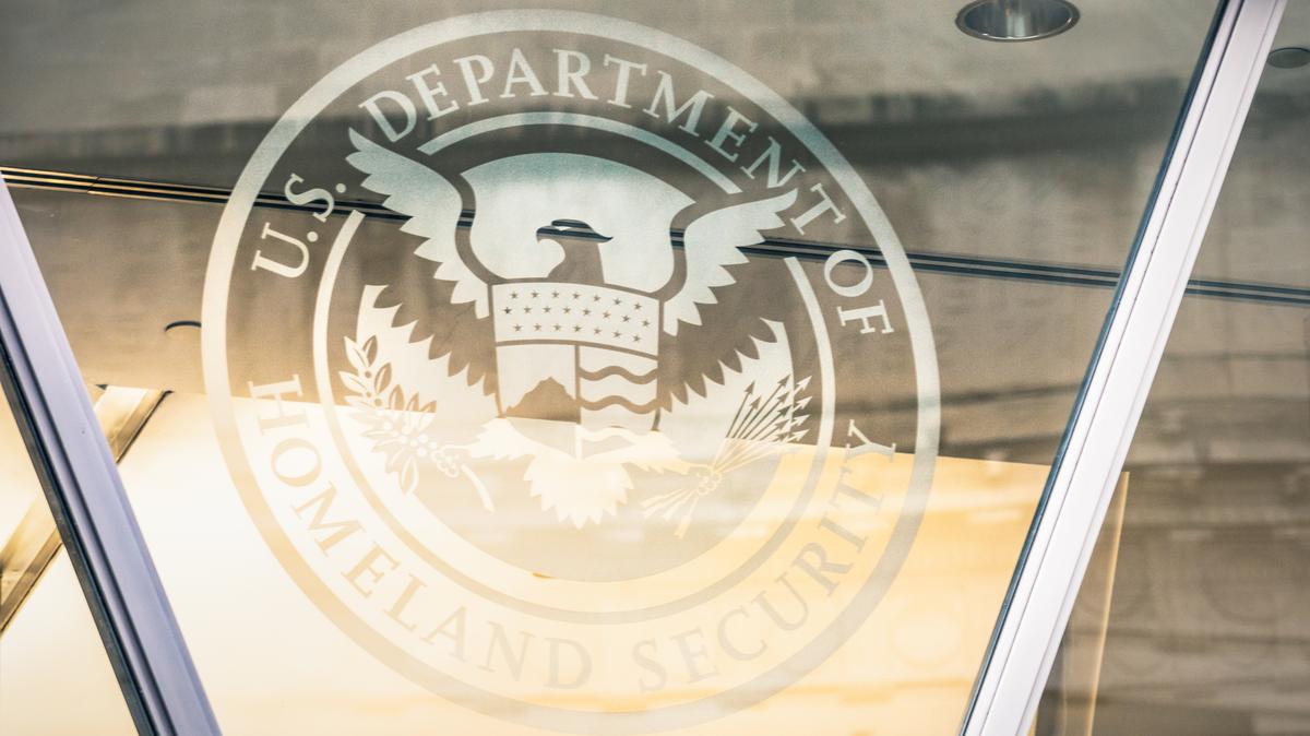 Sign outside Department of Homeland Security in Washington DC. Washington DC, USA - A sign on the exterior of the building housing the US Department of Homeland Security in central Washington DC, USA.