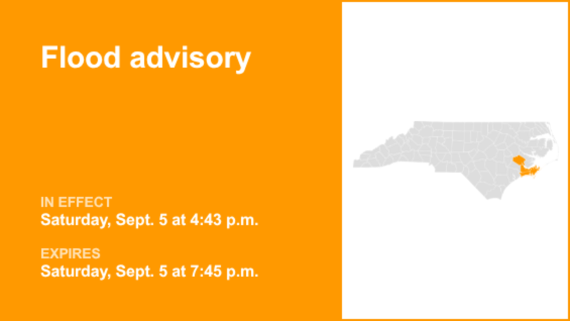 UPDATE: Carteret and Craven counties placed under a flood advisory Saturday night 