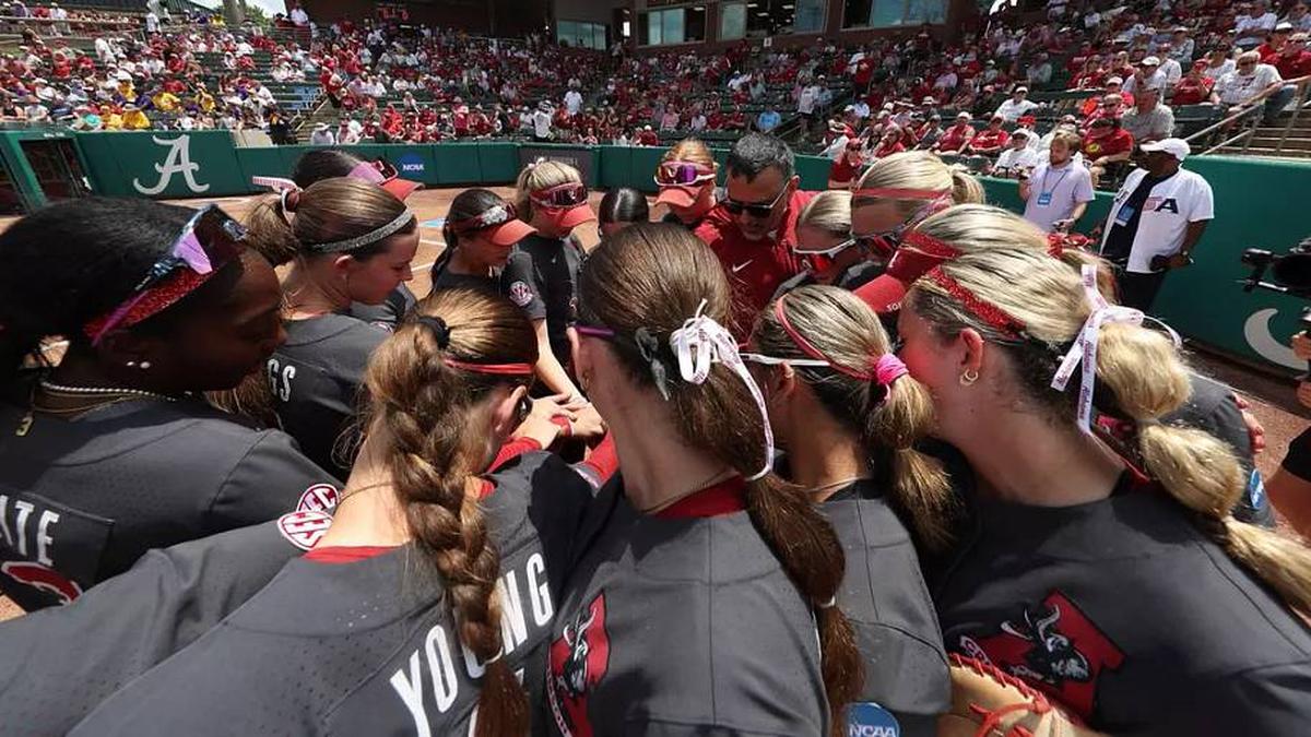  The University of Alabama softball team in action against LSU during NCAA Super Regionals at Rhoads Stadium in Tuscaloosa, AL on Saturday, May 23, 2026 | UA Athletics 