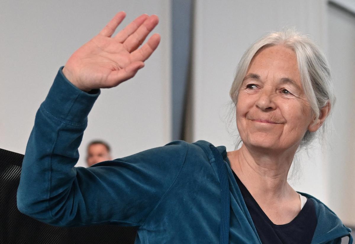 Daniela Klette, accused of being one of the last surviving members of the Red Army Faction group, who was arrested after decades on the run for armed robbery and attempted murder attends her trial in Verden, northern Germany, May 27, 2026.    Sina Schuldt/Pool via REUTERS