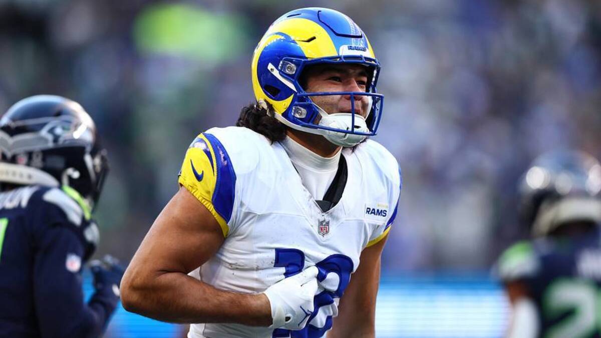  Los Angeles Rams wide receiver Puka Nacua (12) reacts after a catch against the Seattle Seahawks during the first half in the 2026 NFC Championship Game at Lumen Field. | Kevin Ng-Imagn Images 