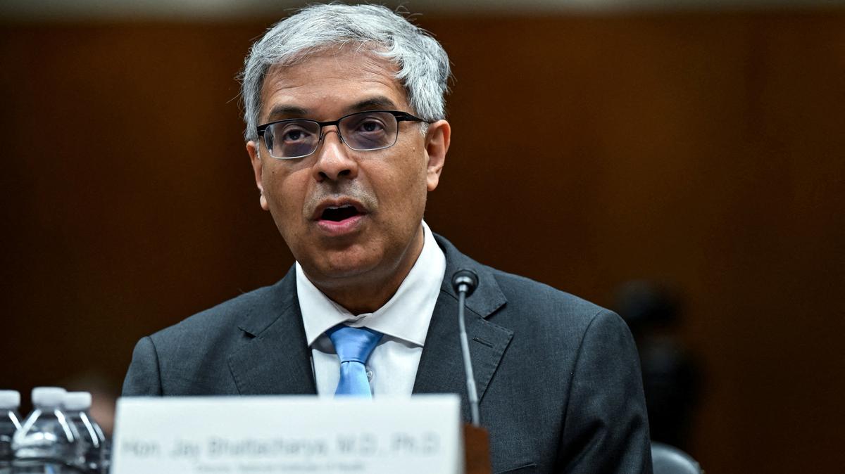 U.S. National Institutes of Health (NIH) Director Jay Bhattacharya testifies at a Senate Appropriations Labor, Health and Human Services, Education, and Related Agencies Subcommittee hearing on Capitol Hill in Washington, D.C., U.S., May 21, 2026. REUTERS/Annabelle Gordon