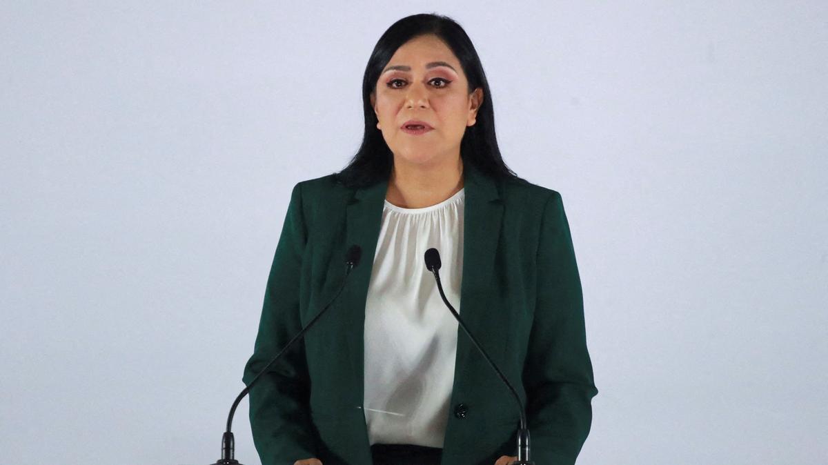FILE PHOTO: Ariadna Montiel Reyes speaks on the day that Mexican President Claudia Sheinbaum (not pictured) announces members of her cabinet in Mexico City, Mexico, July 4, 2024. REUTERS/Henry Romero/File Photo