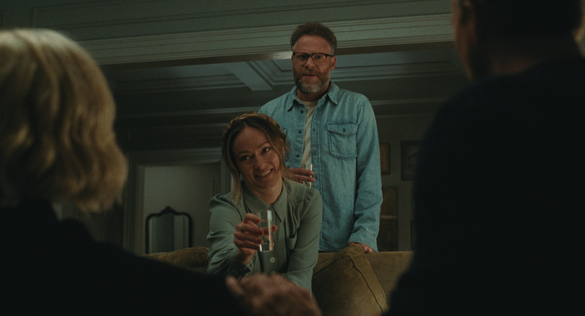 A startling revelation makes Angela (Olivia Wilde, left) and Joe (Seth Rogen) question their trust and boundaries.