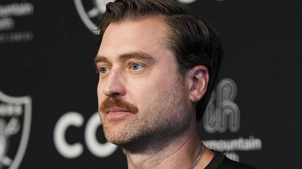  May 28, 2026; Henderson, NV, USA; Las Vegas Raiders offensive coordinator Andrew Janocko speaks during a news conference during organized team activities at Intermountain Health Performance Center. Mandatory Credit: Candice Ward-Imagn Images | Candice Ward-Imagn Images 