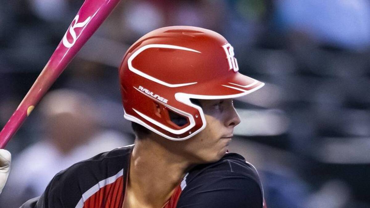 Aug 28, 2022; Phoenix, Arizona, US; West outfielder Will Gasparino (23) during the Perfect Game All-American Classic high school baseball game at Chase Field. Mandatory Credit: Mark J. Rebilas-Imagn Images | Mark J. Rebilas-Imagn Images 