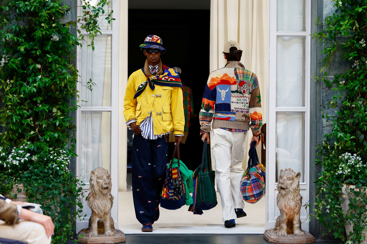 A model wears a creation during Ralph Lauren's presentation of its Spring/Summer 2027 men's collection in Milan, Italy, June 19, 2026 REUTERS/Alessandro Garofalo