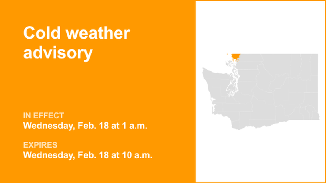 UPDATE: The current cold weather advisory will be expiring at 10 a.m. 