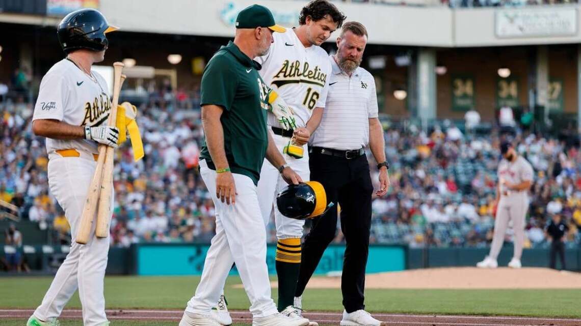 A's star Nick Kurtz (forearm) avoids serious injury after HBP