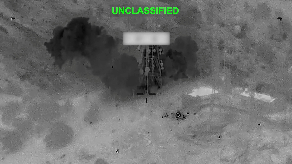 Smoke rises from an explosion at an unknown location, during what U.S. Central Command (CENTCOM) says are strikes on Iran, in this screen grab taken from a handout video released July 17, 2026.