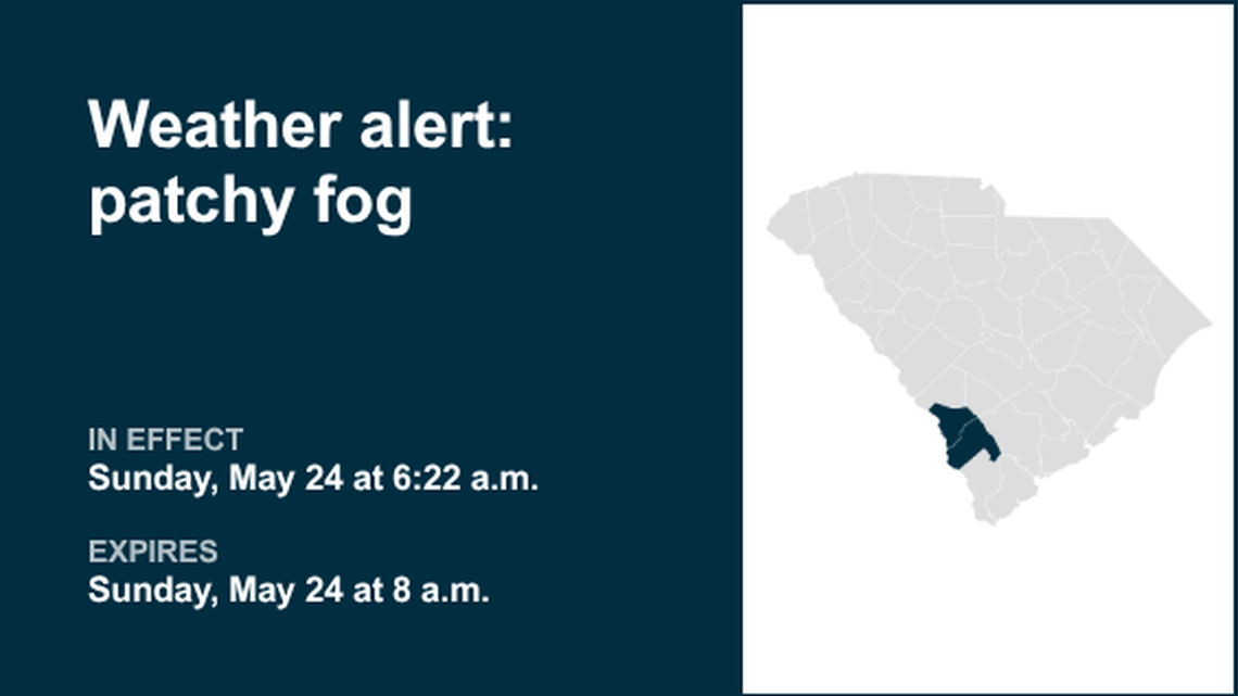 Be ready for patchy fog in Allendale and Hampton counties Sunday morning 