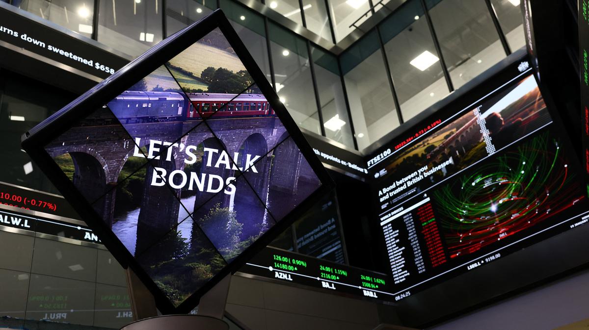 A screen displays financial market information at the London Stock Exchange in London, Britain January 19, 2026. REUTERS/Jack Taylor