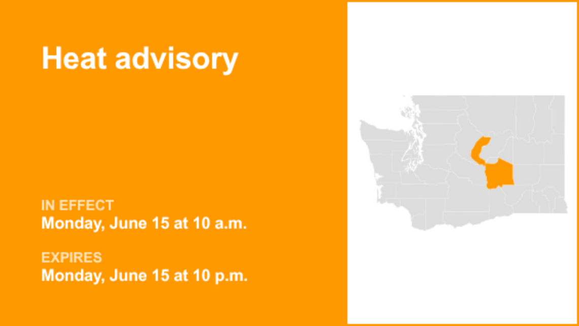 UPDATE: Heat advisory affecting Moses Lake area and Wenatchee area until Monday night 
