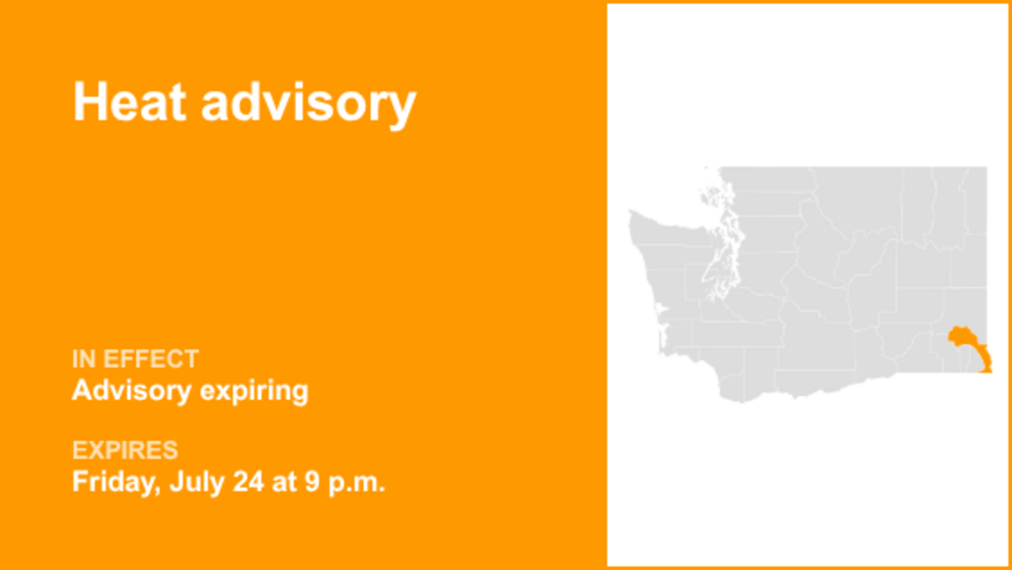 Heat advisory for Lower Garfield and Asotin counties expected to expire at 9 p.m. 