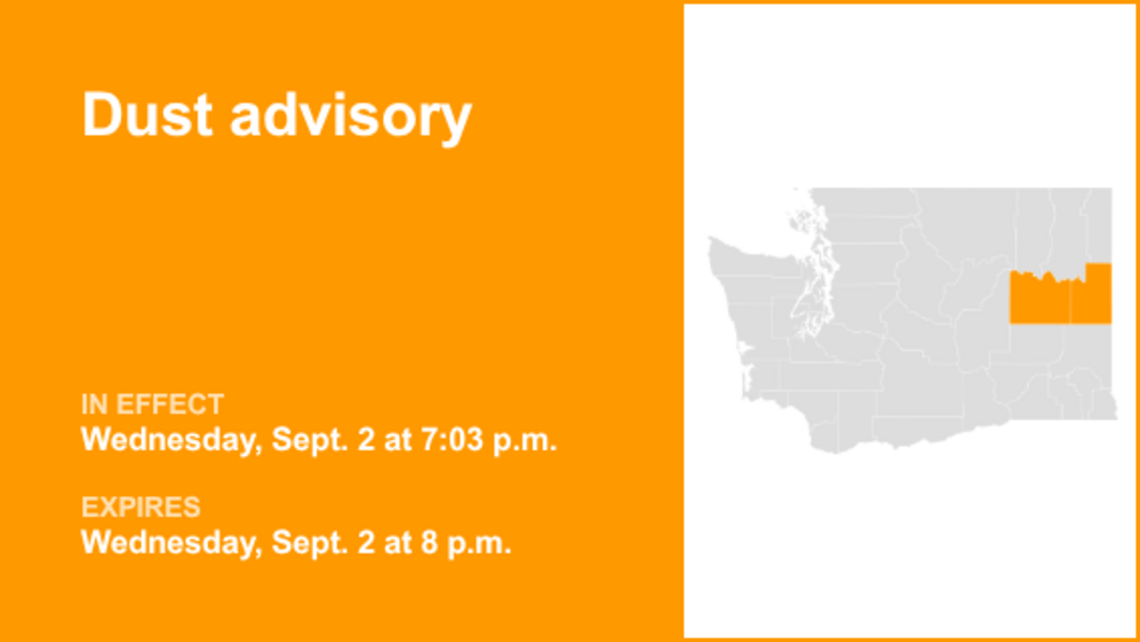 Dust advisory active for Lincoln and Spokane counties Wednesday evening 