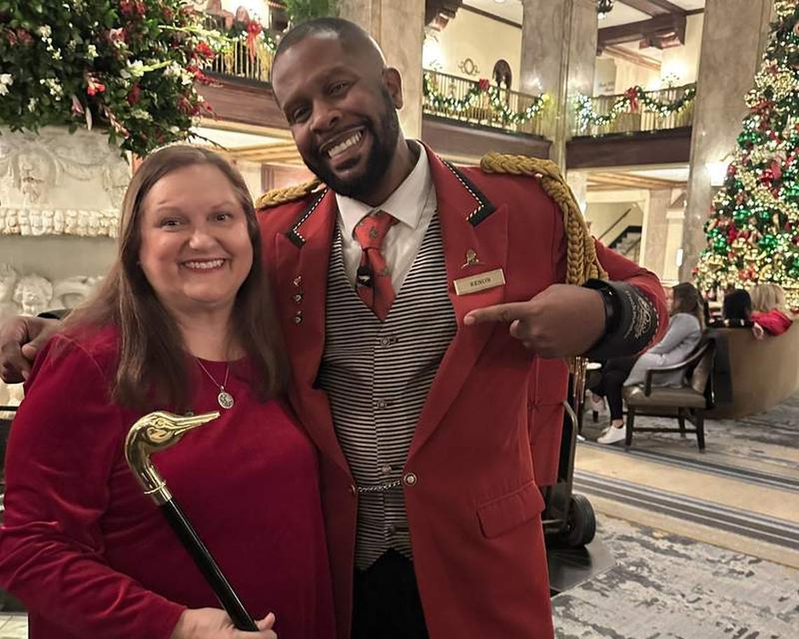  The author with the Duckmaster at The Peabody Memphis. Photo credit: Robin O’Neal Smith 