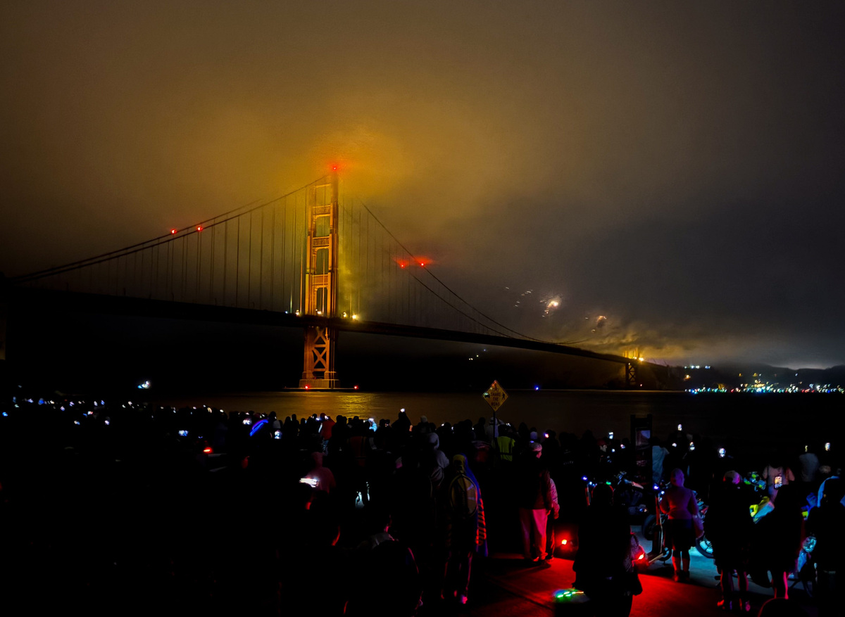 Fireworks are being shot off the City of San Francisco's Golden Gate Bridge and in the San Francisco Bay on Saturday, July 4, 2026, in San Francisco, CA.