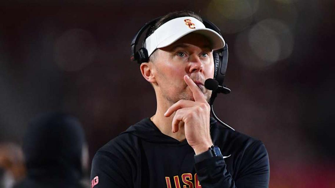  Nov 7, 2025; Los Angeles, California, USA; Southern California Trojans head coach Lincoln Riley watches game action against the Northwestern Wildcats during the second half at the Los Angeles Memorial Coliseum. Mandatory Credit: Gary A. Vasquez-Imagn Images | Gary A. Vasquez-Imagn Images 