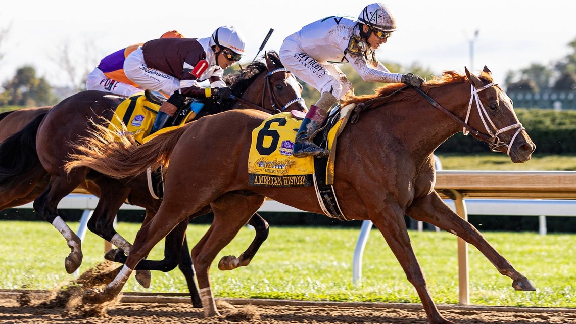American History Grinds To Breeders' Futurity Win, Gives John Velazquez Third Win On The Card 