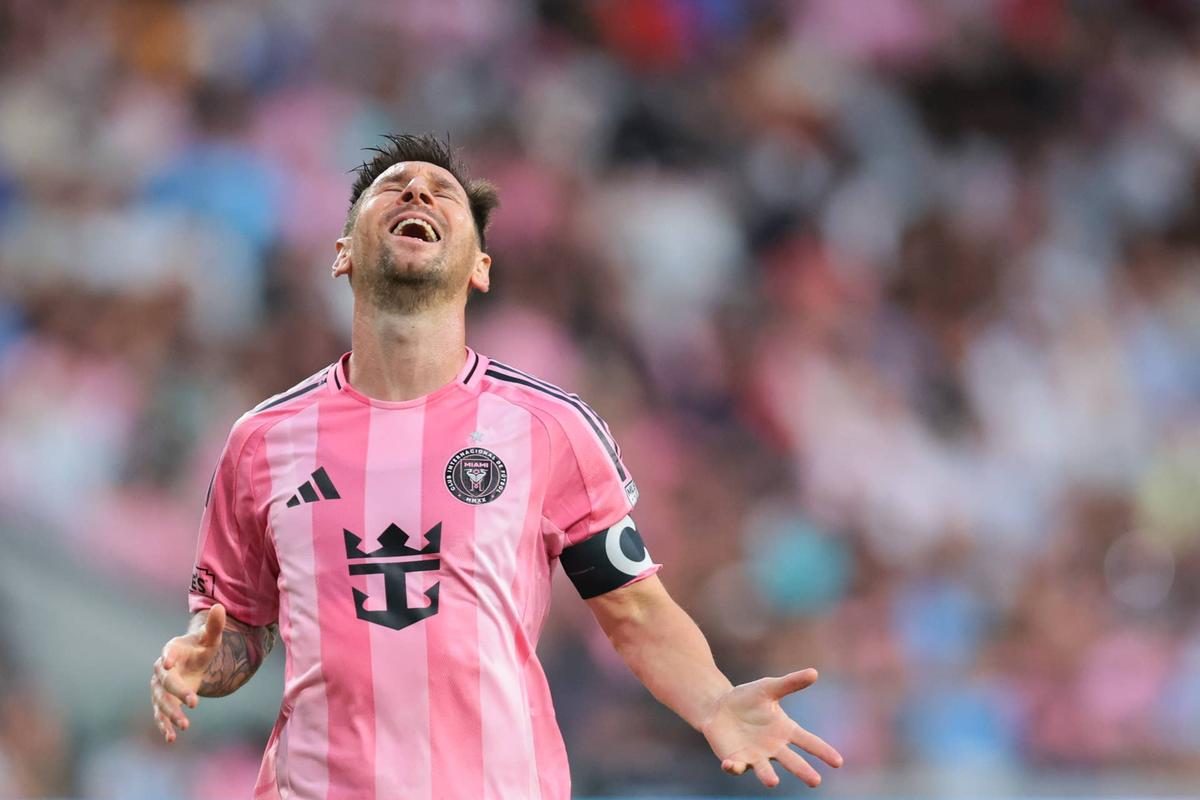  Inter Miami CF forward Lionel Messi reacts against the Portland Timbers. Sam Navarro-Imagn Images