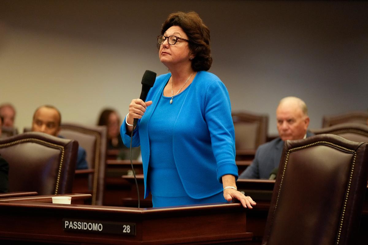 State Sen. Kathleen Passidomo, R-Lakeland, is the incoming Senate president who will preside over the 2023 session. Here she speaks during the opening of a special legislative session targeting COVID-19 vaccine mandates, Monday, Nov. 15, 2021, at the Capitol in Tallahassee, Fla.