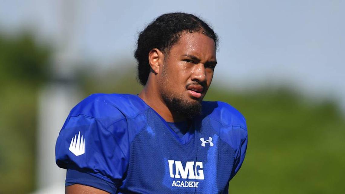 Offensive lineman Pepe Keenyi (#71) during practice on Friday, Aug. 2, 2024 on IMG Academy Football Media Day in Bradenton, Florida. | Mike Lang / Sarasota Herald-Tribune / USA TODAY NETWORK 