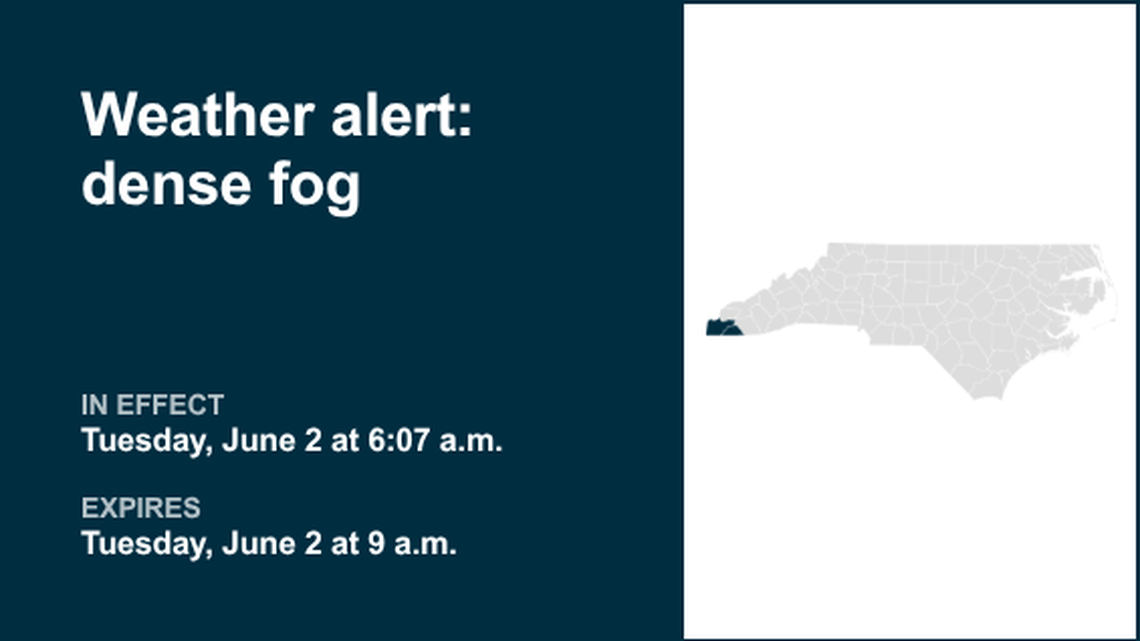 Prepare for dense fog in Cherokee and Clay counties Tuesday morning, says the NWS 