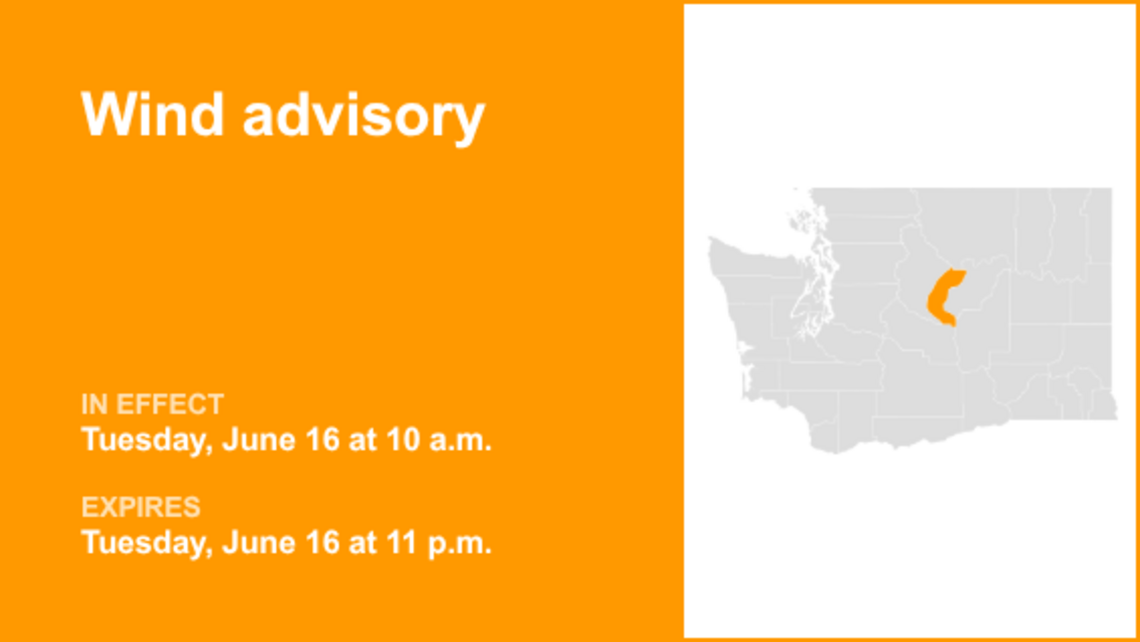 Wind advisory active for Wenatchee area Tuesday - gusts up to 50 mph 